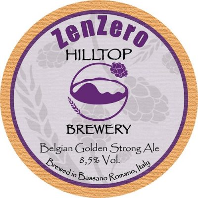 ZenZerp della Hilltop Brery: l'etichetta dai toni viola che riporta la scritta: "Belgian Golden Strong Ale